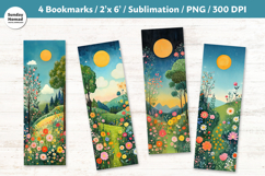 Whimsical Landscape Bookmarks, Printable Crafts, 4 PNG Product Image 1