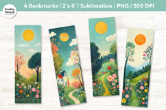 Whimsical Landscape Bookmarks, Printable Crafts, 4 PNG Product Image 1