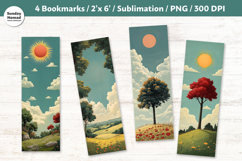 Whimsical Landscape Bookmarks, Printable Crafts, 4 PNG Product Image 1