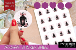 Lantern Cute Round Sticker Pink Halloween Printable Sticker Product Image 1