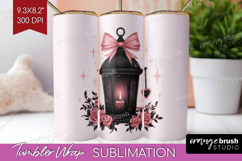 Lantern Cute Tumbler Wrap Pink Halloween Tumbler PNG Product Image 1