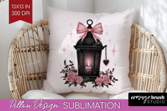 Lantern Cute Pillow Sublimation Pink Halloween Pillow Cover Product Image 1