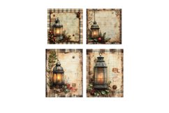 Christmas Lantern Scrapbook Square Paper Junk Journal Product Image 2
