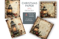 Christmas Lantern Scrapbook Square Paper Junk Journal Product Image 1