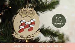 Christmas Stockings Ornament svg laser cut family ornament Product Image 1