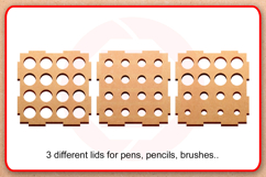 Laser cut Pencil box Brush holder SVG template diy crafts Product Image 3