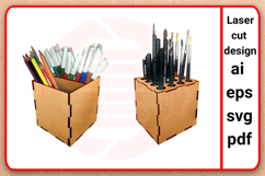 Laser cut Pencil box Brush holder SVG template diy crafts Product Image 1