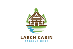 Larch Cabin Logo with Forest and River simple and elegant Product Image 1