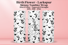 Larkspur birth flower skinny tumbler sublimation wrap with high resolution and transparant background are for 20oz and 30oz skinny tumbler
