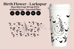 Larkspur birth flower starbucks 16oz hot cup tumbler wrap svg presized template for tumbler grande suitable for cricut and silhouette