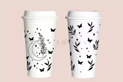 Larkspur birth flower starbucks 16oz hot cup tumbler wrap svg presized template for tumbler grande suitable for cricut and silhouette