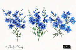 Watercolor Larkspur Flower | Floral Clipart Product Image 1