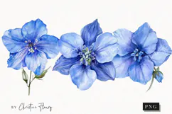 Watercolor Larkspur Flower | Floral Clipart Product Image 1