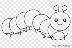 Cute crawling garden larva caterpillar PNG animal clipart Product Image 1