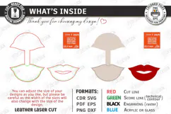 Leather Keychain Laser Cut | Bag Tag | Bag Charm | Lips SVG Product Image 3