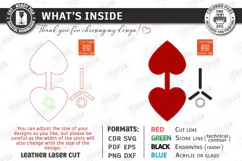 Leather Keychain Laser Cut | Bag Tag | Bag Charm | Heart SVG Product Image 3