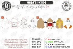 3D Folding Surprise Card Laser Cut | Wooden Monster Sliding Product Image 3