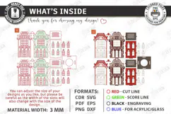 Christmas Village Nightlight Laser Cut | 3D House Lantern Product Image 3