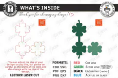 Leather Keychain Laser Cut | Bag Tag | Bag Charm | Clover Product Image 3