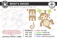 Pendulum Wall Clock Laser Cut | 3D Layered Clock | Monkey Product Image 4