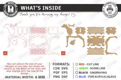 Christmas Reindeer Planter Decor Laser Cut | 3D Reindeer Product Image 3