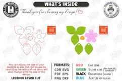 Leather Keychain Laser Cut | Bag Charm | Flower Bag Tag SVG Product Image 3