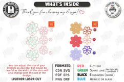 Leather Keychain Laser Cut | Bag Charm | Flower Bag Tag SVG Product Image 3