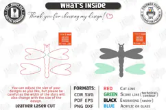 Leather Keychain Laser Cut | Bag Charm | Dragonfly Bag Tag Product Image 3