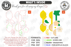 Leather Bag Charm Laser Cut | Lemon and Flower Keychain |CNC Product Image 3