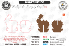 3D Wooden Cactus Laser Cut | Standing Succulent Desk Decor Product Image 3