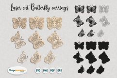 Butterfly laser-cut earrings | Summer Faux leather SVG Product Image 1