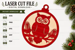 Laser Cut Christmas Owl Ornament Product Image 1
