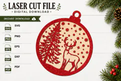 Laser Cut Christmas Reindeer Ornament Product Image 1
