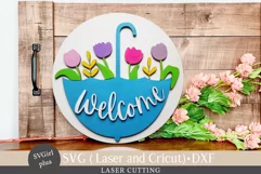 Welcome Door Sign, Cricut SVG, Laser SVG, Spring SVG Product Image 1