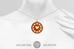 pendent SVG cut file with hearts and in round shape for laser cutting 