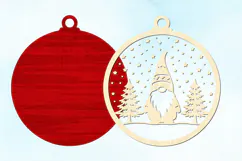 Laser Cut Gnome Christmas Ornament SVG Product Image 2