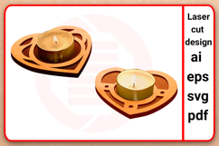 Laser cut Heart Candle holder SVG template Wedding decor Product Image 1