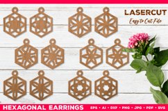 Lasercut Hexagonal Earrings SVG. Earrings for Laser Cutting Product Image 1