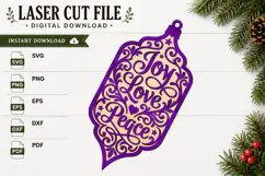 Laser Cut Joy Love Peace Ornament SVG Product Image 1