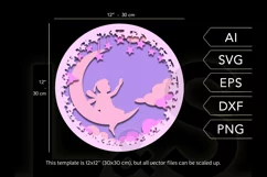 3D kids name sign svg file for laser cut with layered fairy on the moon and customizable name