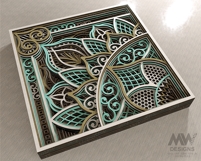 Laser-cut ready mandala art with paper layering effect, suitable for Cricut and Silhouette