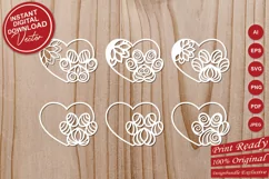 Papercut Set of Heart Paws, Animal Paw Set, Decorative Paws Product Image 5