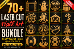 70 Laser Cut Wall Art Bundle, Laser Cut SVG Design Pack Product Image 1
