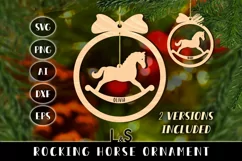 Laser cut Christmas ornament svg template with two rocking horse designs