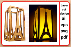 Laser cut SVG Eiffel Tower candle holder template Product Image 1