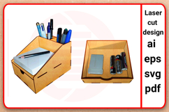 Laser cut Small desk organizer SVG template DIY crafts Product Image 1