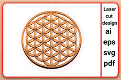 Laser cut Flower of Life Sacred Geometry Healing grid SVG Product Image 1