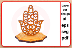 Laser cut SVG Incense holder Fatima hand Hamsa template Product Image 1