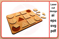 Laser cut SVG Montessori Geometric shapes puzzle template Product Image 1