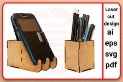 Laser cut Phone holder Pencil box SVG template Product Image 1